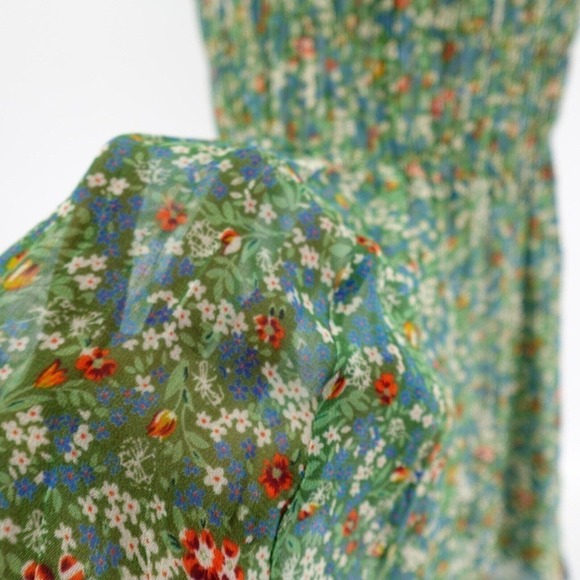 byTiMo Georgette Midi Dress Medium Green Garden Floral - Picture 7 of 16